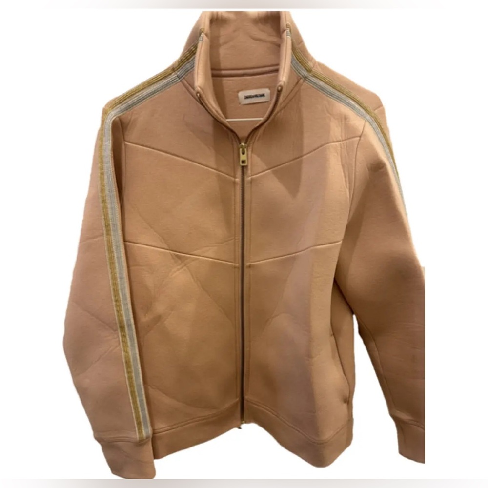 Zadig & Voltaire women's full-zip jacket with striped sleeves - size xs